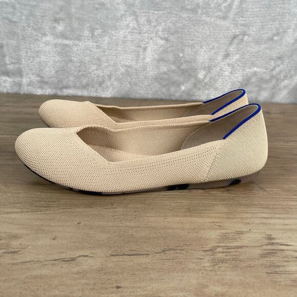 Rothy's The Flat in Ecru Womens 9 Creamy Beige Tortoise Outsole Round Toe - Picture 5 of 16